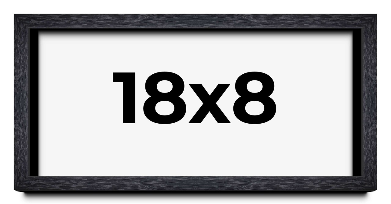 Panoramic Shadow Box 1" Depth Black Picture Frame - UV Acrylic, Backing, Hanging Hardware